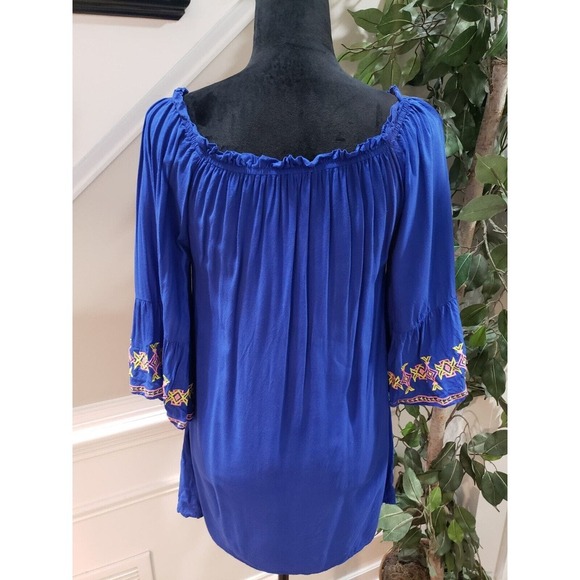 Umgee Women Blue Solid Polyester Scoop-Neck Long Sleeve Knee Length Dress Size S - Picture 6 of 12